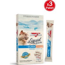 BonaCibo Somonlu Atıştırmalık Sıvı Ödül (6 x 15 Gr) x 3 Paket