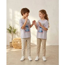 Lily Co Lila Stitch Karakter Baskılı Pamuklu Unisex Çocuk Tişörtü