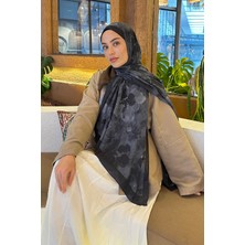 Lamelif Batik Çiçek Desen Bambu Şal Siyah
