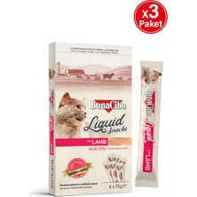 BonaCibo Kuzu Etli Atıştırmalık Sıvı Ödül (6 x 15 Gr) x 3 Paket
