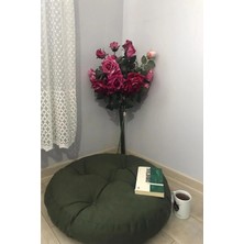 Beyzima Haki Rengi Yuvarlak Mini Yer Pufu, Yer Minderi