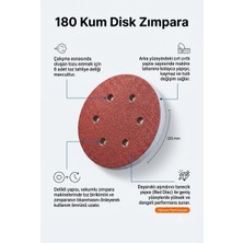 225 mm 180 Kum Cırtlı Disk Zımpara 6 Delikli 5 Adet - Vakumlu Zımpara Makinesi Yuvarlak Zımpara Kağıdı