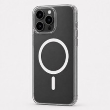 Mi7a Kristal Sararmaz Şeffaf Manyetik Halkalı iPhone 14 Pro Max Uyumlu Telefon Kılıfı