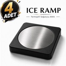 Mottopi Ehlikeyf, Ice Ramp Bardak Soğutucu Altlık – Termojelli, Paslanmaz Çelik Yüzeyli, Donarak Soğutan-Siyah/4 Adet