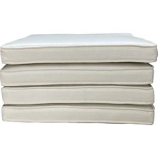 Beyzima Koton Krem Fitilli 53X46 cm Sandalye Ölçüsüne Uygundur. 4 Parça Sandalye Koltuk Minder Seti
