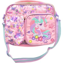 Dream Vest Çiçekli Unicorn Matara Gözlü Beslenme Çanta Seti Çok Renkli (K)