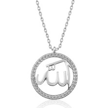 Inure Jewelry Gümüş Arapça Allah Yazılı Bayan Kolye