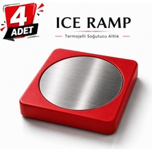 Mottopi Ehlikeyf, Ice Ramp Bardak Soğutucu Altlık – Termojelli, Paslanmaz Çelik Yüzeyli, Donarak Soğutan-Kırmızı/4 Adet