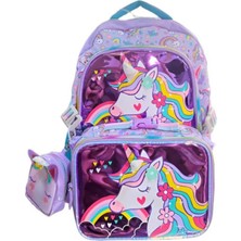 Dream Vest Unicorn 3'lü Çanta Seti Mor (K)