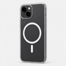 Mi7a Kristal Sararmaz Şeffaf Manyetik Halkalı iPhone 14 Plus Uyumlu Telefon Kılıfı