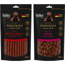 Reflex Natural Snackies 2'li Paket Köpek Ödül Maması – Füme Dana Etli Çubuklar + Kuzu Etli Küpler 2X170 Grr