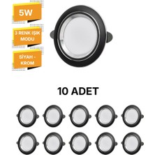 Kendal Elektrik  K2 KDL110 Siyah-Krom Kasa Üç Fonksiyonlu Spot 5W -10’lu Paket