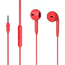 TeknoKapsül Lenovo Lecoo EH104R 3.5 mm Jacklı Kablolu Kulak Içi Mikrofonlu Kulaklık Kırmızı