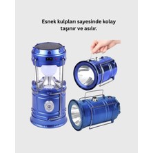 Mercora Tech Şarj Edilebilir Güneş Enerjili Kızaklı Kamp Feneri – USB Çıkışlı, Katlanabilir, Dayanık