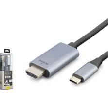 Hadron Ietop TH03A Type-C To HDMI Görüntü Kablosu 4K 30 Hz Örgülü 1 M Gri