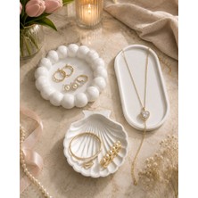 Masalsı Concept Dekoratif Tabak 3’lü Oval Dekatif Tepsi, Istiridye, Baloncuk Set Tabağı Dekoratif Alçı Süs Eşyası