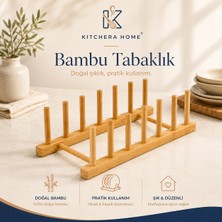29 cm Bambu Tabaklık Kahverengi Mutfak Tezgah Üstü Bulaşık Kurutmalık Stand | Kitchera Home