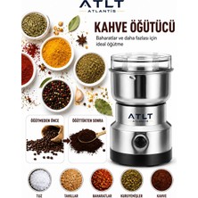 Atlt Atlantis 150W Baharat Öğütücü Kahve Öğütücü 150 Gram Kapasiteli Paslanmaz Çelik Kase ve Bıçaklar 4 Bıçaklı Elektrikli Şeffaf Kapaklı DP-207