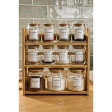 Fhilli Prime Plus - 3 Katlı 23 Parça Saklama Kabı Organizer Bambu Standlı Baharatlık Seti