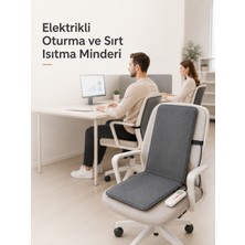 Beylini OMAK220V Elektrikli Sırt Destekli Minder Isıtıcı Termostatlı Kumandalı Ofis Büro Bahçe Ev Koltuk Sandalye El Ayak Sırt Isıtma Minderi 5 Kademeli 35X90 cm