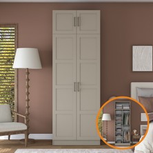 Rani Mobilya Rani BA329 Membran Kapaklı Gardırop 2 Kapaklı 6 Raflı 2 Askılı Elbise Dolabı Kumtaşı