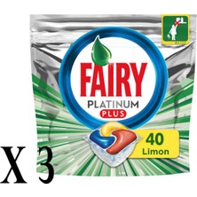 Fairy Platinum Plus 40 Yıkama Bulaşık Makinesi Deterjanı Kapsülü x 3 Adet