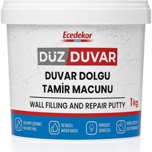 Beyaz Ecedekor Düz Duvar Dolgu ve Tamir Macunu 1 kg - Su Bazlı, Solvent Içermez, Kokusuz