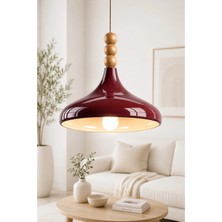 Luna Lighting Verona Büyük Boy 35 cm Bordo Renk Rustik Tekli Avize Sarkıt Salon Mutfak Oturma Odası Avize
