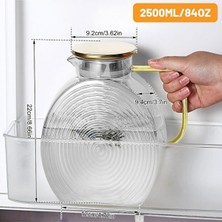 Lumindra Borosilikat Cam Şeffaf Salyangoz Desenli Sürahi 2500 ml Buzdolabı Kapağına Uygun