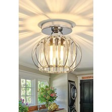 Şık Aydınlatma Luna Lighting Bella Luce Model Krom Renk Kaplama Metal Kristal Taşlı Ekru Avize