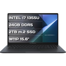 Asus Expertbook B1503CVA-I716G512B3D I7 1355U 24GB Ddr5 2tb M.2 SSD W11P 15.6" Taşınabilir Bilgisayar