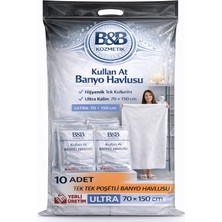 BB Kozmetik Kozmetik Tek Kullanımlık Banyo Havlusu 70x150 cm 10 Adet | Tek Tek Poşetli | Otel, Spa, Hamam, Seyahat ve Hastane Kullanımı