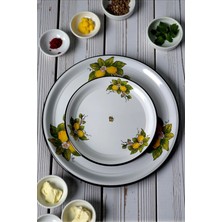 İnci Emaye 60-40 No Emaye Sini Sofra, Yemek Sunum Tepsi, Yer Sofrası Çinko