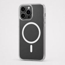 Mi7a Kristal Sararmaz Şeffaf Manyetik Halkalı iPhone 15 Pro Uyumlu Telefon Kılıfı