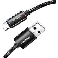 Renas Store Rocoren Type-C To Usb-A Rgb Aydınlatmalı 3A Hızlı Şarj ve Data Kablosu 1 Metre