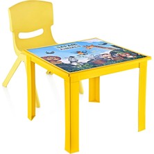 Renas Store Fiore 2'li Set Çocuk Masa Sandalye Takımı Sarı Safari 1-3 Yaş
