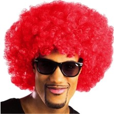 Renas Store Kırmızı Renk Kıvırcık Afro Bonus Peruk