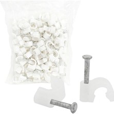 Renas Store Kroşe No: 2 Numara Çelik Çivili 100'LÜ Paket, 6 mm Kordon Data, Anten, Cctv Uydu Kablo Kroşesi,