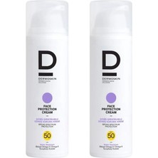 Renas Store Dermoskin 2'li Face Protection Cream Spf 50+ | Nemlendirici Yüz Güneş Kremi | Suya Dayanıklı | 50+50 ml