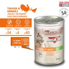 BonaCibo Jöleli Tavuk ve Hindili Yaş Kedi Maması, 400 gr x 6 Adet