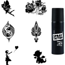 Renas Store Sevimli Modeller Spray Tattoo Geçici Dövme Seti Dark Siyah Sprey