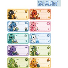 ProBest Design Ejderha Çocuk Isim Etiketi – Defter, Kitap, Çanta Için Renkli Kuşe Sticker