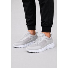 Ht Hotin Alba Erkek Günlük Sneaker - Ultra Hafif Esnek Taban Spor Ayakkabı - Gri-Beyaz