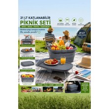 Porsima 07-1304 Katlanır Piknik Sepeti - Silikonlu Katlanabilir Saklama Kabı- 21 L
