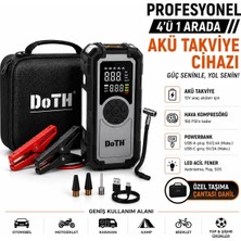 Sisa Akü Takviye - Lastik Şişirme Pompası - Powerbank - LED Işıklı - Dijital Gösterge  Gerçek 8.000 Mah