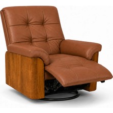 Smarto Relax Berlin Elektrikli Döner Sallanan TV Koltuğu Kontrol Panelli Ergonomik Kırmızı Deri Baba Koltuğu