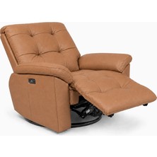 Smarto Relax Zürih VIP Elektrikli Döner Sallanan TV Koltuğu Kontrol Panelli Ergonomik Gerçek Deri Baba Koltuğu