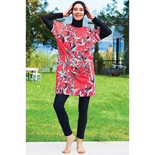 Ruko Maio 2411-2 Oversize Desenli Likralı Su Itici ve Çabuk Kuruyan Kumaş Tesettür Mayo
