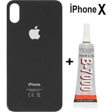 Genos iPhone x Arka Kapak Pil Kapağı Cam Ürün Siyah Renk