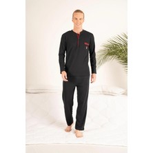 Gd Goldoremi 23403 Erkek Kışlık Yuvarlak Yaka Cepli Pamuklu Pijama Takımı